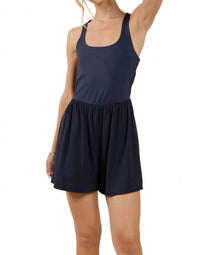 Sadie & Sage On Point Mix Media With Shorts Romper in navy - women's pants