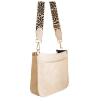 Pretty Simple - Women's Crossbody Bag with Leopard Canvas Strap
