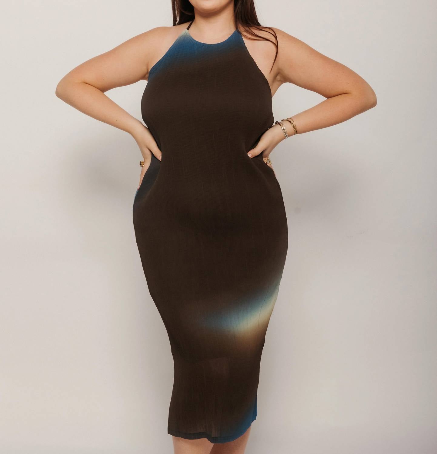 Thinking Mu - Glass Pleated Miriam Midi Dress