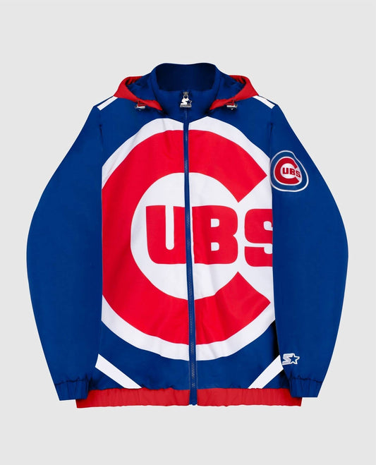 Starter - Men's Chicago Cubs Hooded Nylon Full Zip Jacket