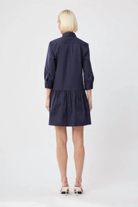 THE SHIRT Drop Waist Shirt Dress in navy - women's dress - detail view