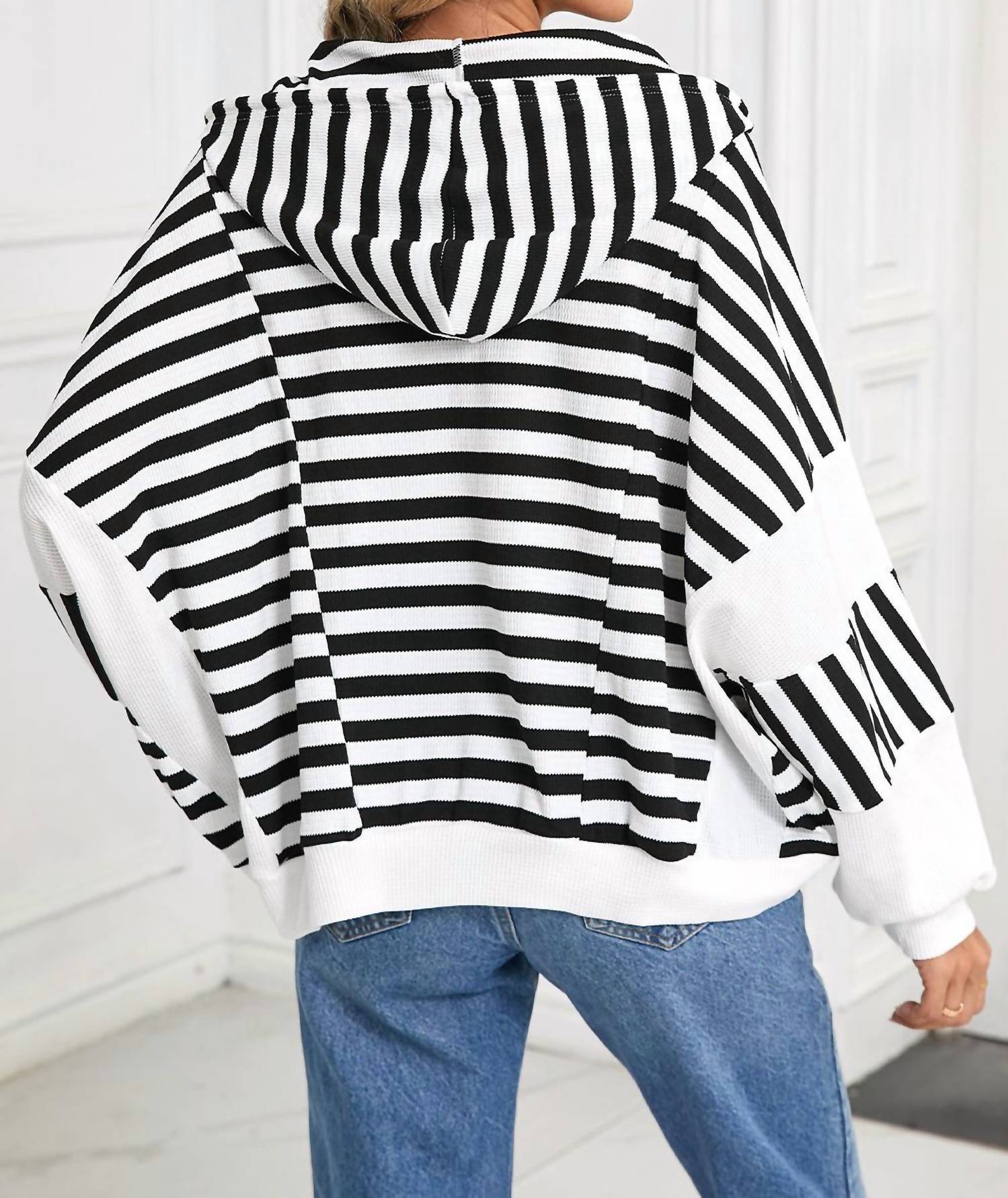 Shewin - Striped Waffle Hoodie