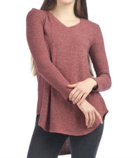 Papillon - Brushed Tiger Jersey V Neck High Low Tunic