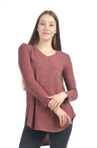 Papillon - Brushed Tiger Jersey V Neck High Low Tunic