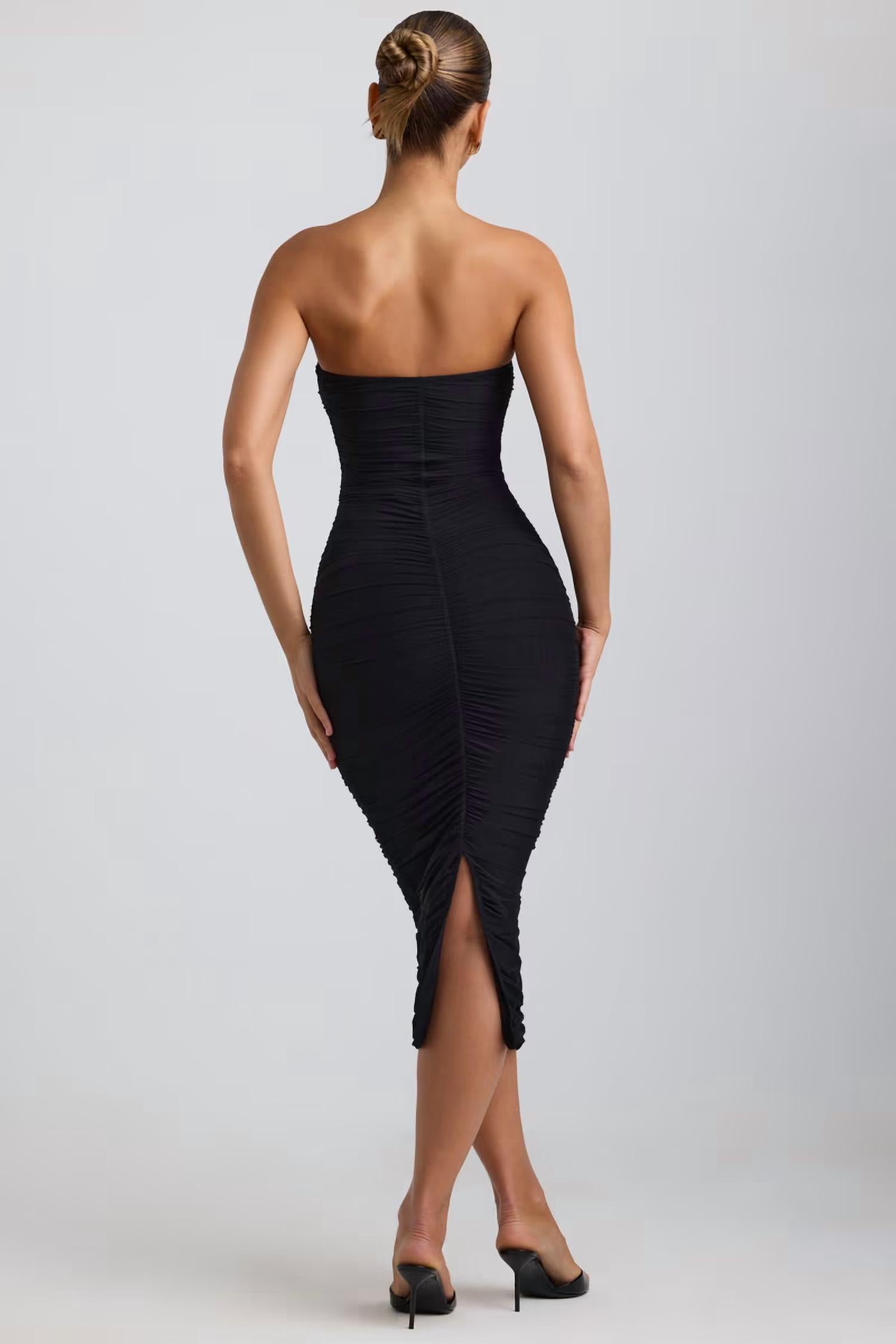 Oh Polly - Ruched Hardware Detail Strapless Dress