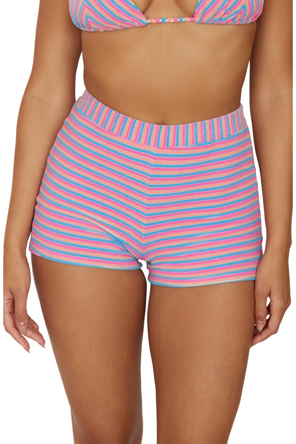 Pq Swim - Ella Stripe Terry Cover-up Shorts