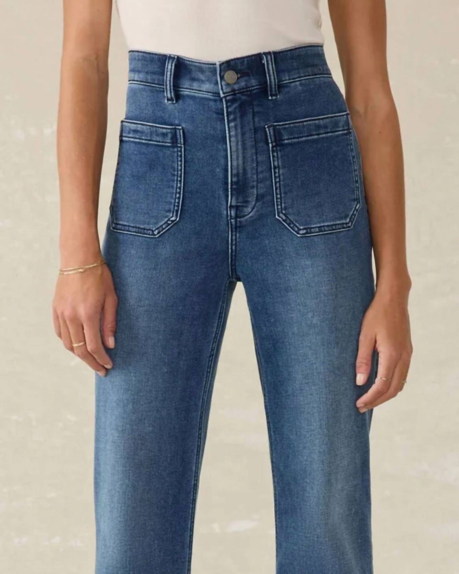 Faherty Women’s Stretch Terry Patch Pocket Pant in clermont - women's jeans - detail view