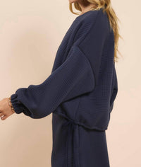 Sadie & Sage - Pastime Textured Terry Side Tie Pullover