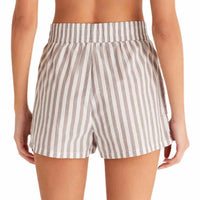 Z Supply Women's Co Ed Striped Boxer in dusty taupe - women's shorts - detail view