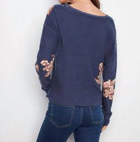 Charlie B - Reversible Floral V-neck Sweater
