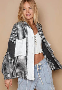 Pol - Houndstooth Sweater Shacket