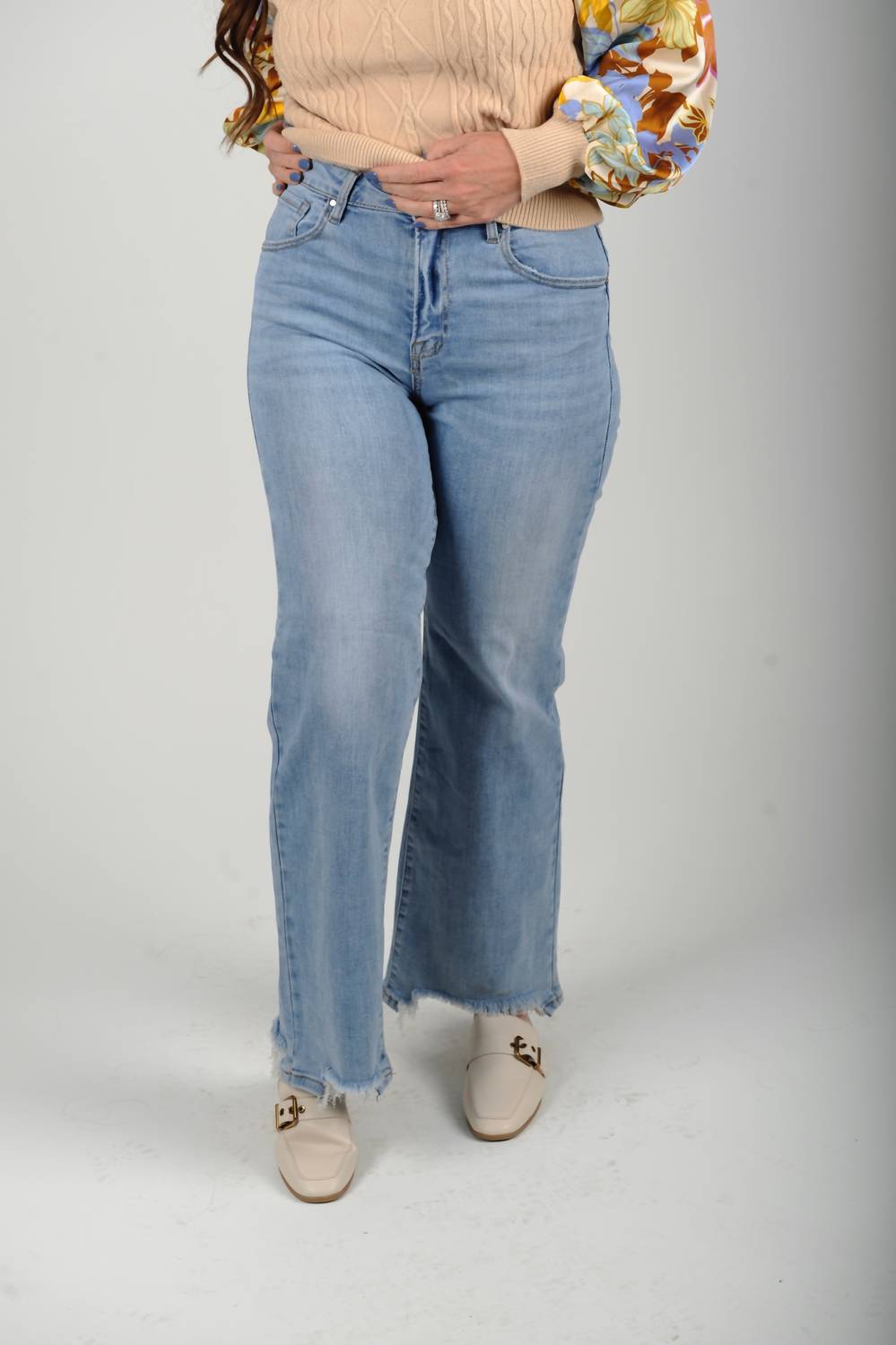 RISEN High Rise Wide Leg Jeans in blue - women's jeans