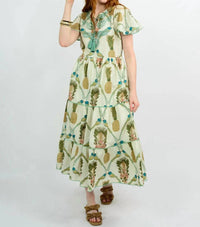 Uncle Frank Mid Cap Flutter Dress in ivory multi - women's dress - alternate view