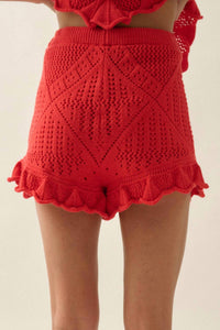 Promesa - Delphine Pointelle Crochet Knit Shorts