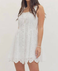Entro - Scallop Eyelet Sleeveless Mini Dress