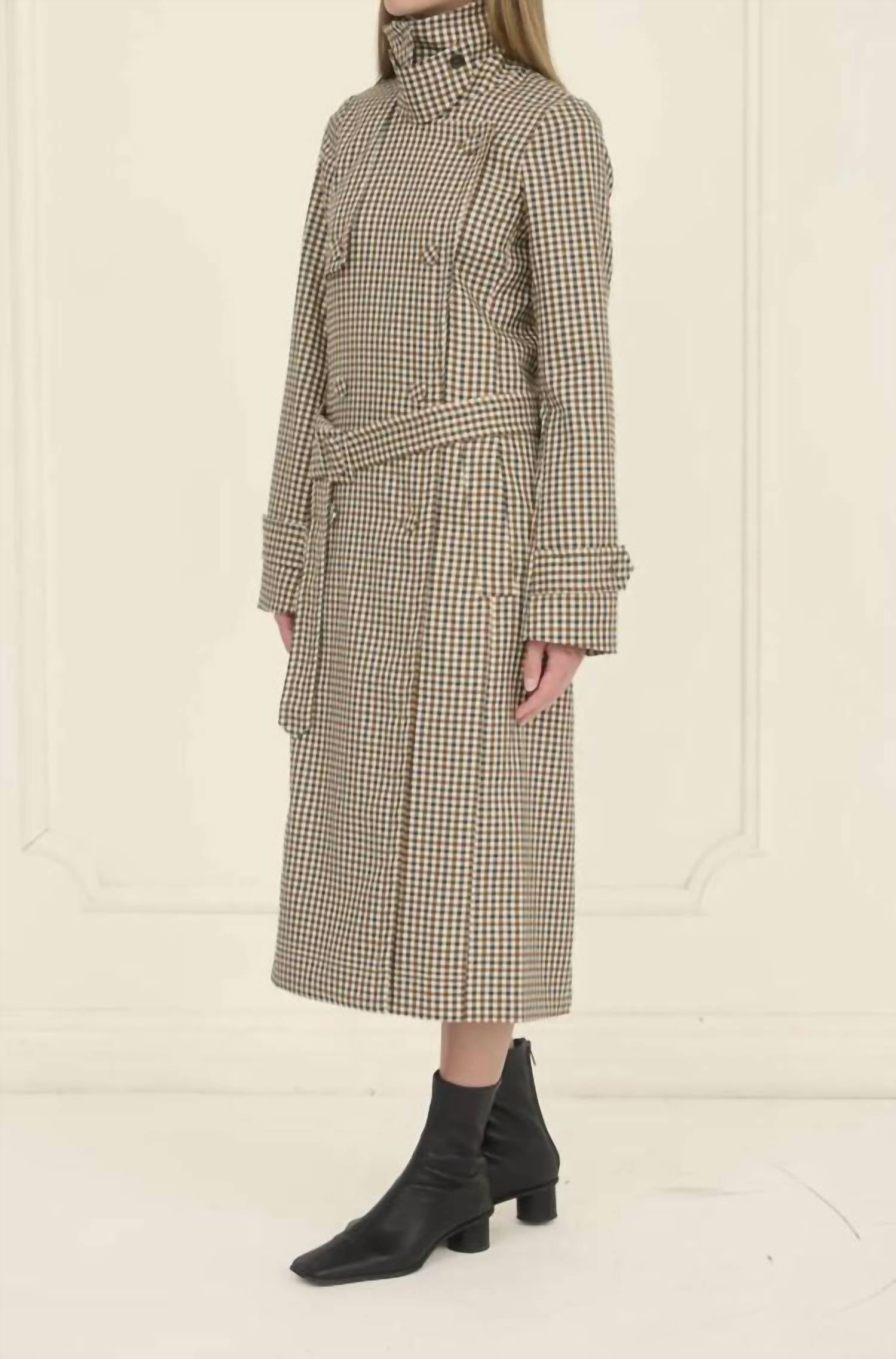 Lola New York - Clyde Plaid Belted Trench Coat