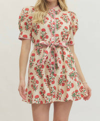entro Block Print Mini Dress in red multi - women's dress