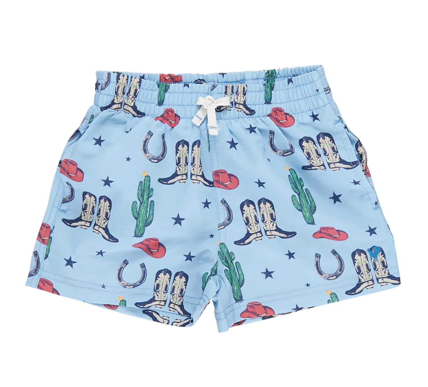 Pink Chicken - Boy's Tiny Rodeo Pull-on Swim Trunks