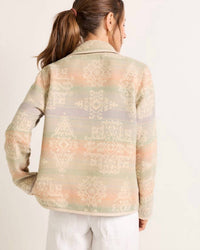 PENDLETON Reversible Chore Jacket in ecru shale laurel grove - women's jacket - detail view