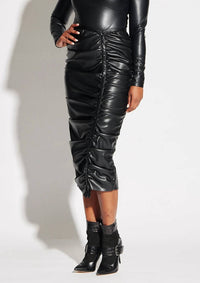 Circular Path - Vegan Leather Ruched Skirt