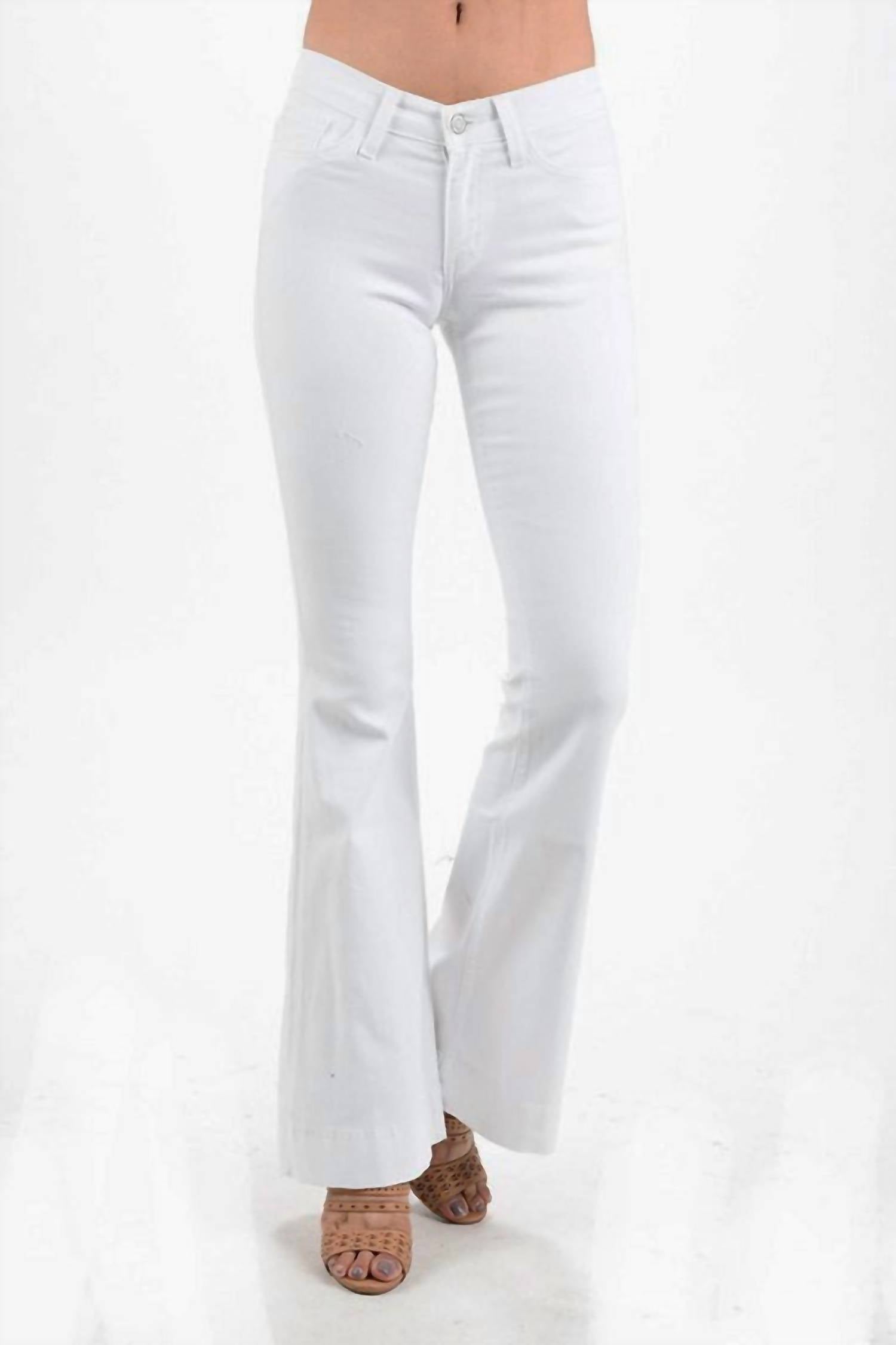 Judy Blue Cher Boho Bell Bottom Jeans in white - women's jeans