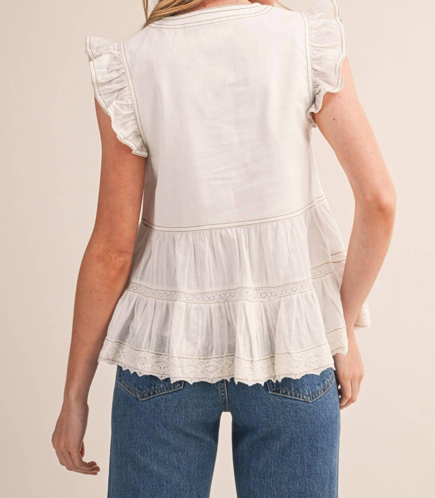 &Merci - Ruffle Detail Button Blouse