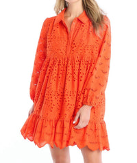 ALLISON NEW YORK Millie Embroidered Eyelet Dress in cherry tomato - women's dress - detail view