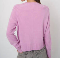 REPEAT cashmere Cashmere Boxy Cardigan with Rib Trim in glow - women's cardigan - alternate view