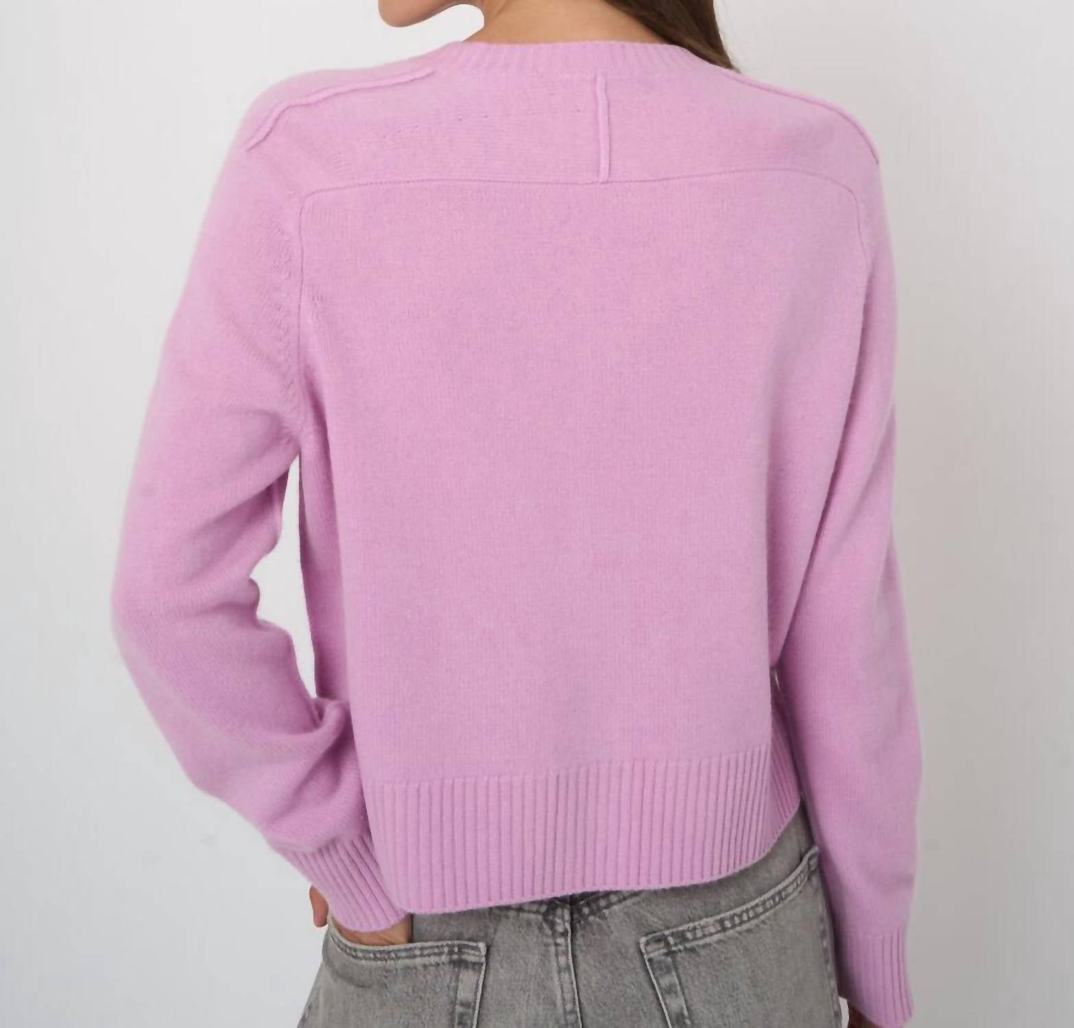 REPEAT cashmere Cashmere Boxy Cardigan with Rib Trim in glow - women's cardigan - alternate view
