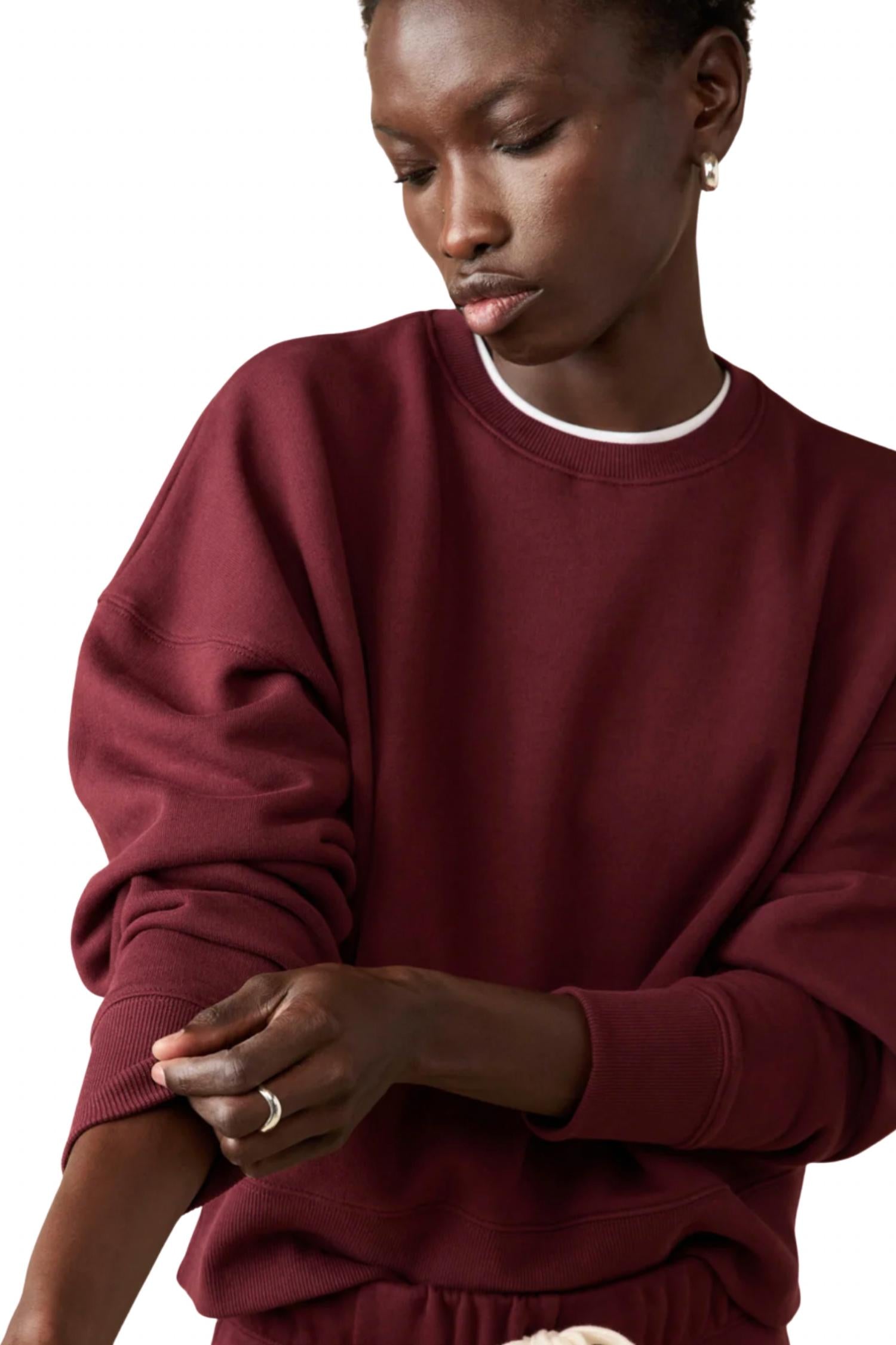 Sold Out NYC Everyday Long Sleeve Sweatshirt in wine - women's top - alternate view
