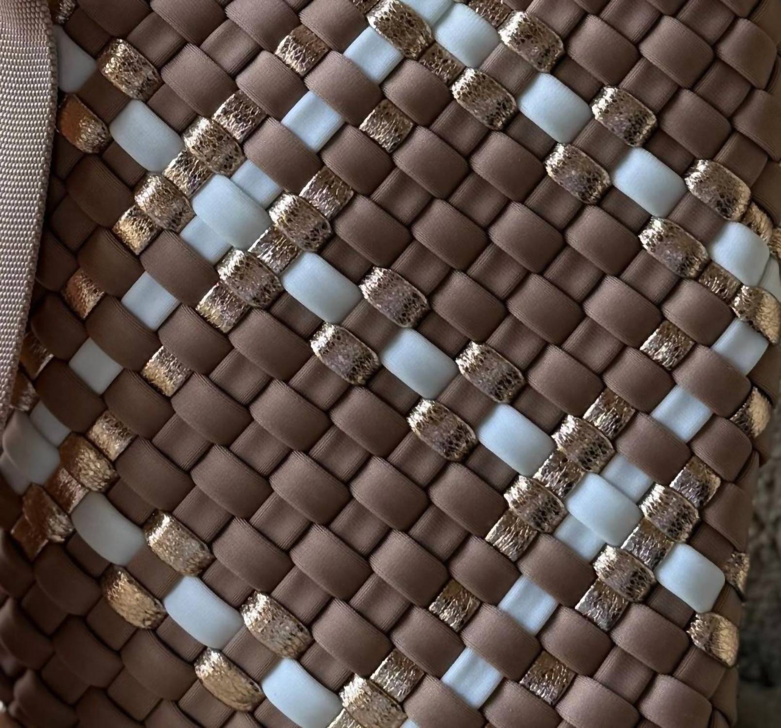 HAUTE SHORE Women's Shay Woven Phone Bag in latte - women's bag - detail view
