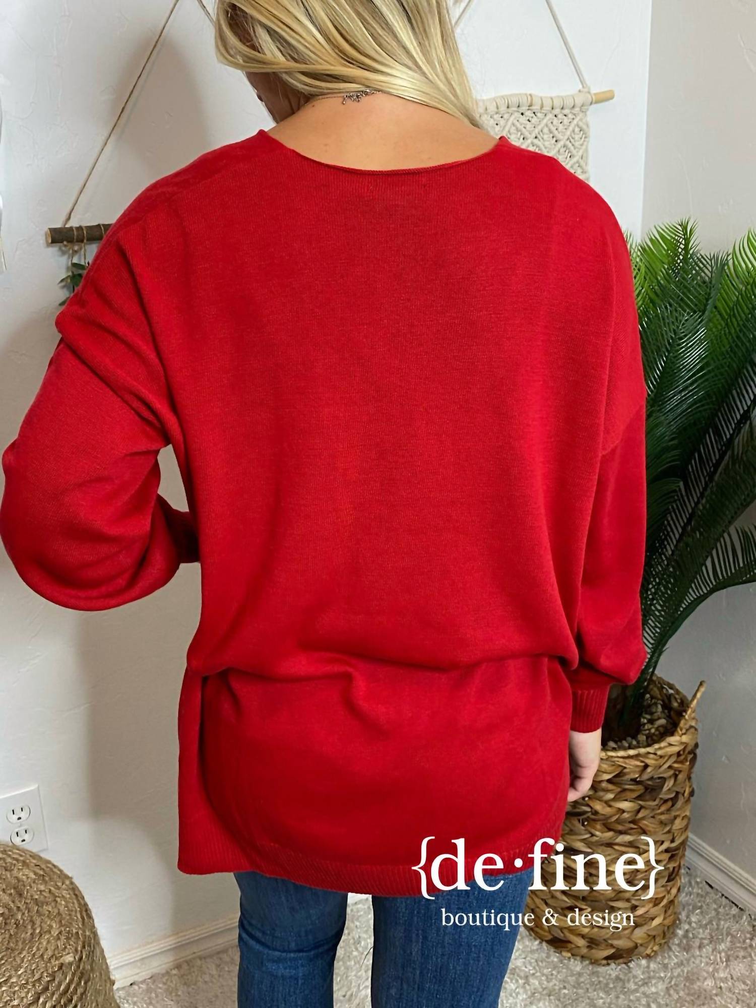 Blu Pepper - Lightweight V Neck Sweater - Plus