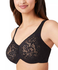 Wacoal Halo Lace Full Coverage Underwire Bra - Cup DD in black - women's intimate - detail view