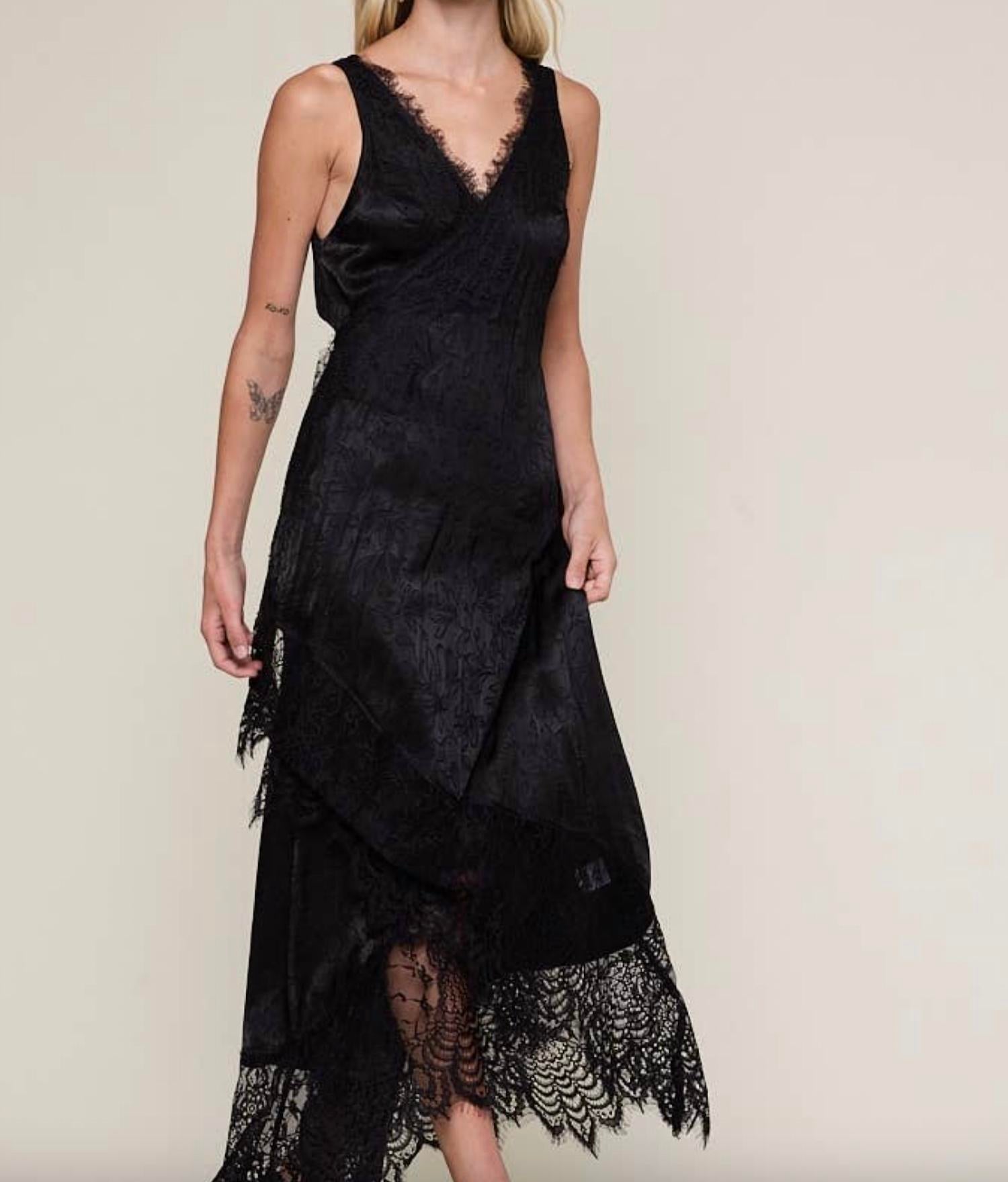 Sky To Moon - Satin Floral Wrap Maxi Dress with Scallop Lace