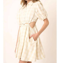 Mittoshop - Gingham Cut Out Detail Mini Shirt Dress