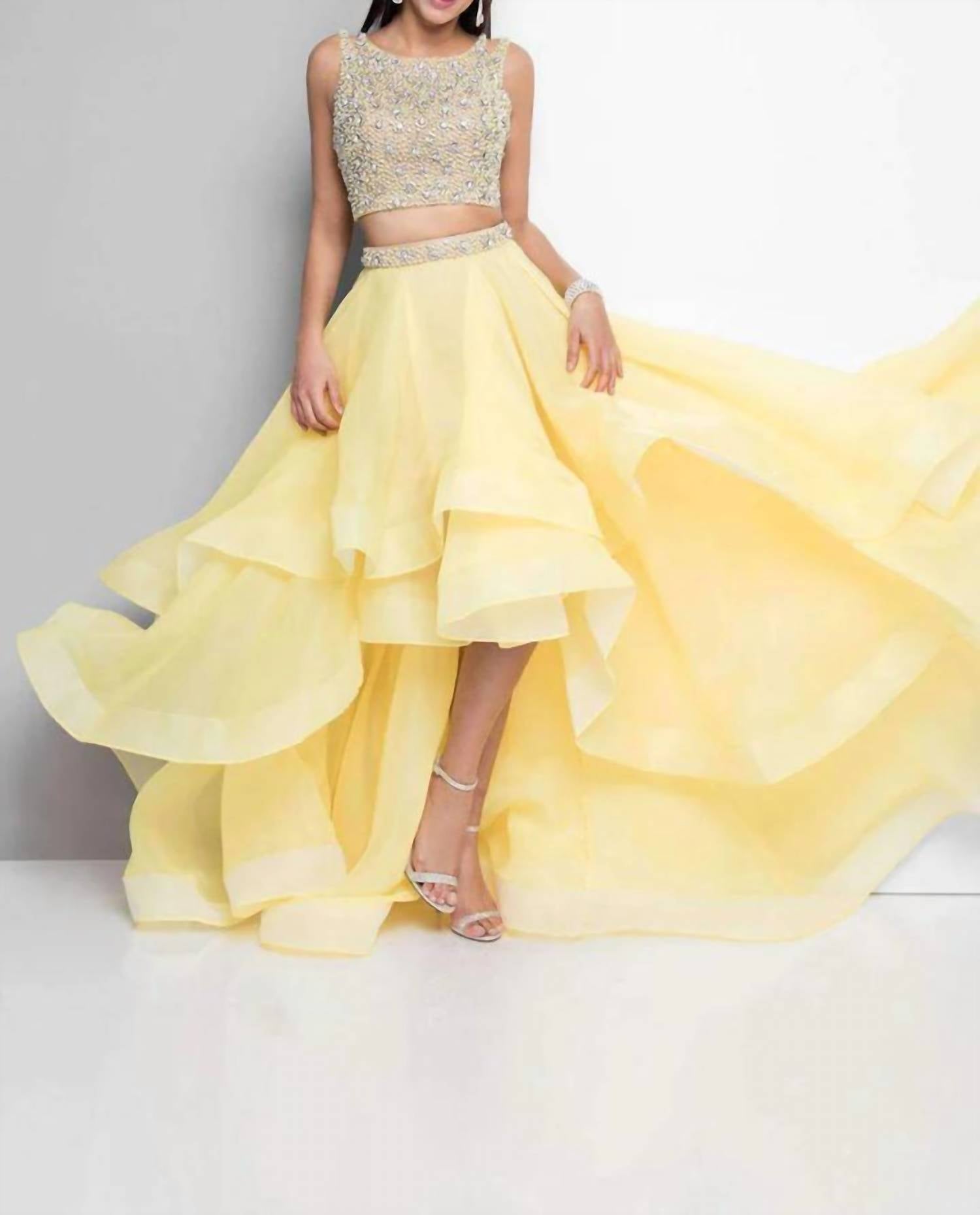 Terani Couture - Two Piece Glittering Prom Dress