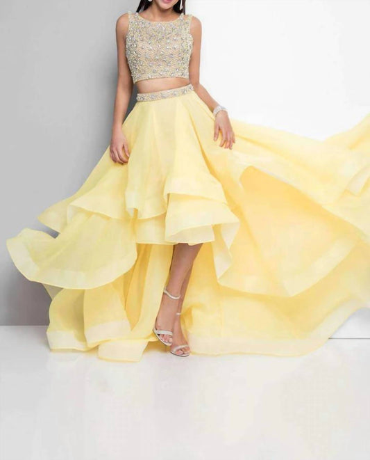 Terani Couture - Two Piece Glittering Prom Dress