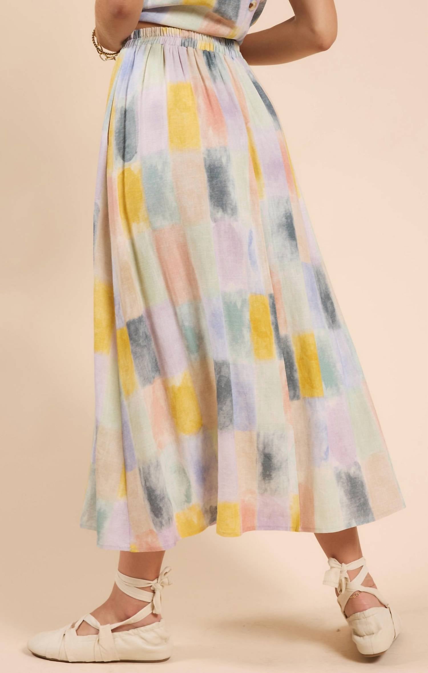 Sadie & Sage - Petrichor Gathered Elastic Midi Skirt