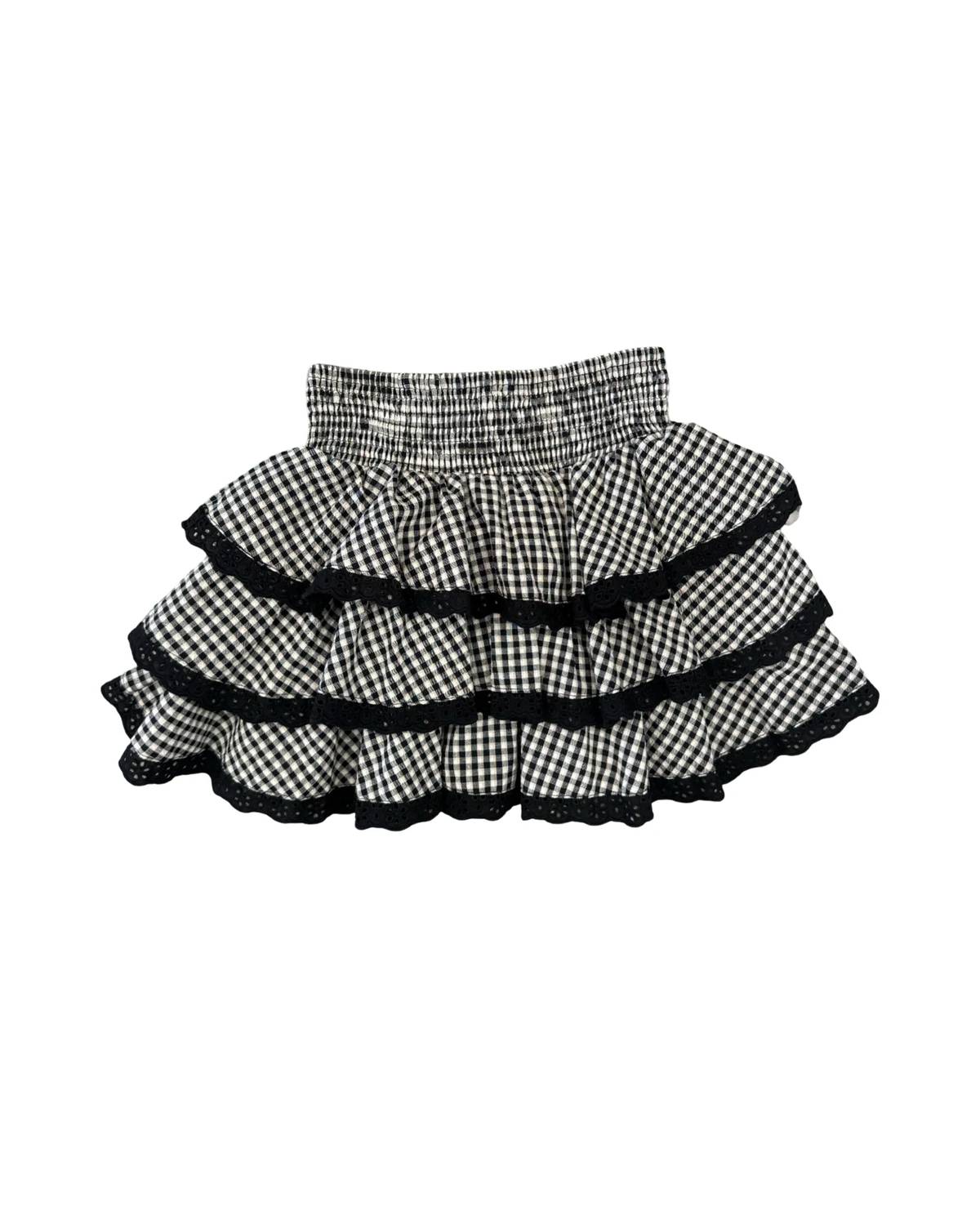 Flowers By Zoe - Girl's Gingham Eyelet Ruffle Skirt