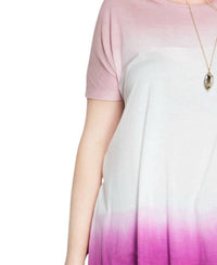 SHE + SKY Ombre Short Sleeve Tunic Top in magenta - women's shirt - detail view