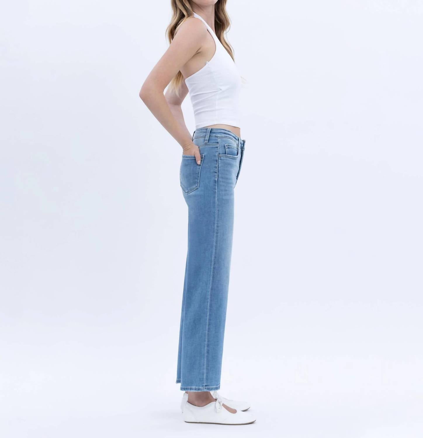 Lovervet - Willa Tummy Control High Rise Crop Wide Jeans