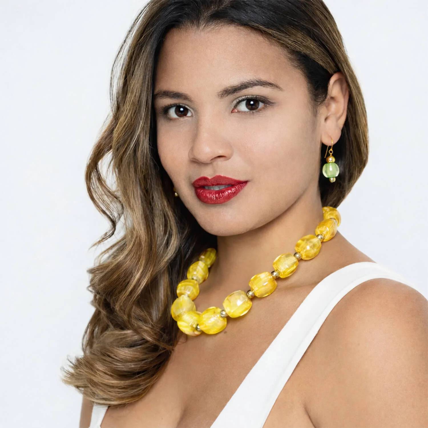Gold & Honey - For Brunch Beaded Lucite Necklace