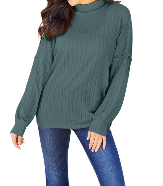 Basic Bae - Sleek Ribbed Mock Neck Knit Top