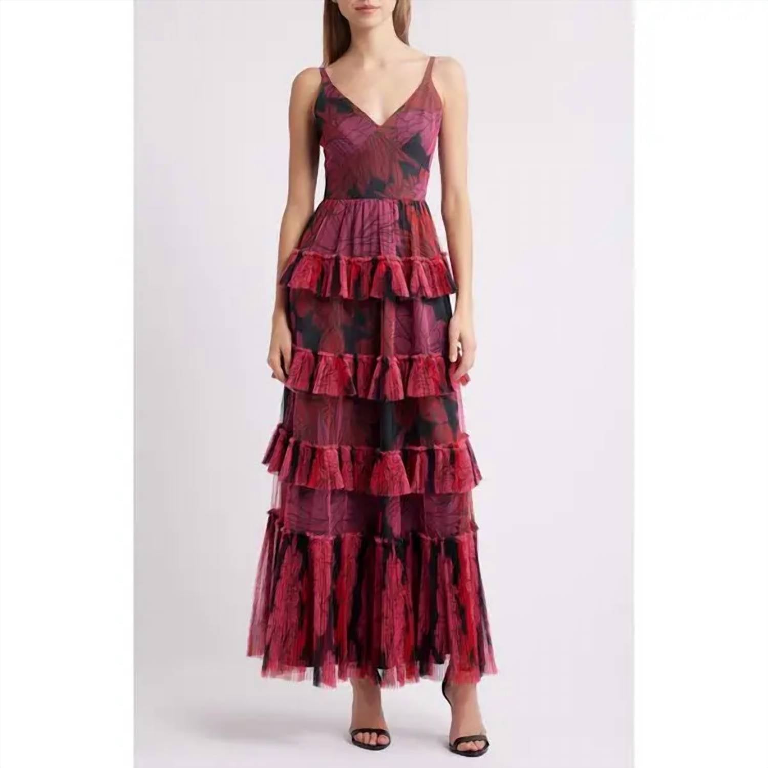 Hutch - Freya Sleeveless Mesh Tiered Maxi Gown