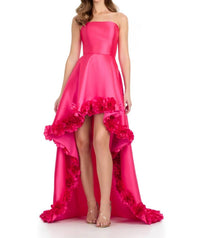 ASHLEYlauren Strapless Mikado High-low Dress in fuchsia - women's dress