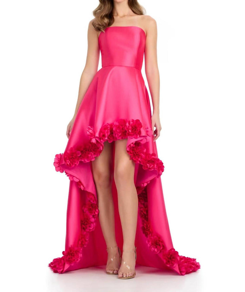 ASHLEYlauren Strapless Mikado High-low Dress in fuchsia - women's dress