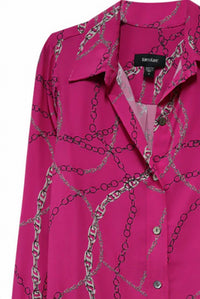 Karen Kane - Women's Hallie Chain Print Button Down Long Sleeve Top