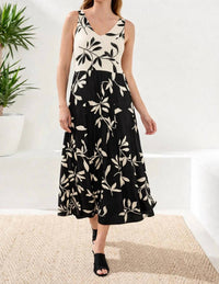 TRIBAL Sleeveless Combo Mini Dress in white black - women's dress