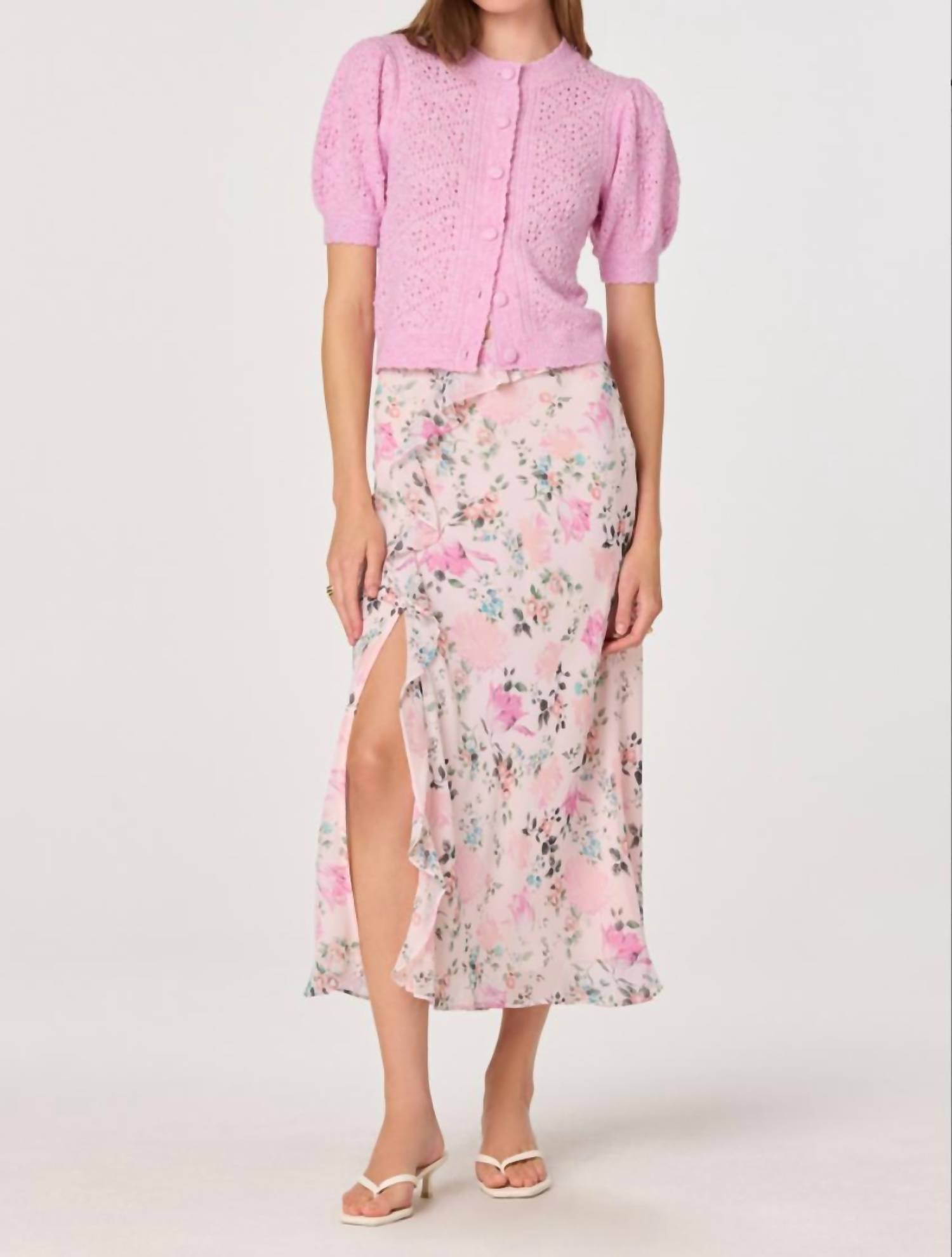 Astr - Kaydence Puff Sleeve Bobble Stitch Cardigan