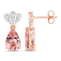 Diana M Jewels Women's Pear Natural Pink Morganite Stud Earrings (3.05 Ct) - Signature Plus in 14k rose gold - women's jewelry - detail view